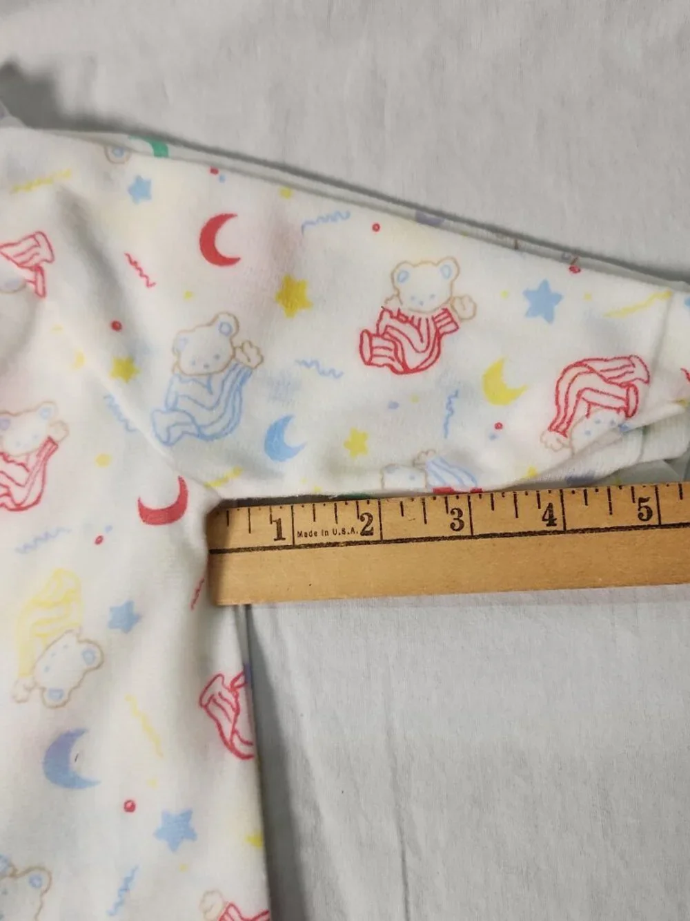 80s 90s Carter's Baby Interlock Knit Footed Sleeper Lot Pastel Teddy Bear M VTG